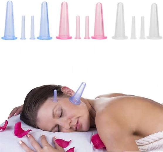 4Pcs Silicone Facial Cupping Therapy Set Mini Facial Cups Manual Body Face Massage Tool Don't Worry About Burns Health Care Products (2)