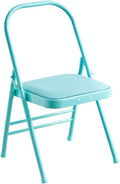 Pilates Yoga Chair,Iyengar Auxiliary Chair,Yoga Auxiliary Chair Backless Yoga Chair Anti-Slip,Stable with Non-Slip Feet Covers,Metal Folding Chair,Blue-Routine