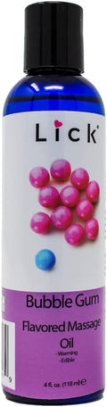 Lick Bubble Gum Flavored Massage Oil – Candy-Inspired Edible Massage Oil with Sweet Almond Oil & Vitamin E, Playful Smooth Glide for Couples Massage, 4 oz