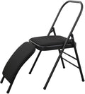 Folding Yoga Chair for Adults, Curved Chaise Lounge Chair for Yoga, Heavy-Duty Meditation and Exercise Chair with Detachable Lumbar Back Support for Home Workouts and Stretching (Black)