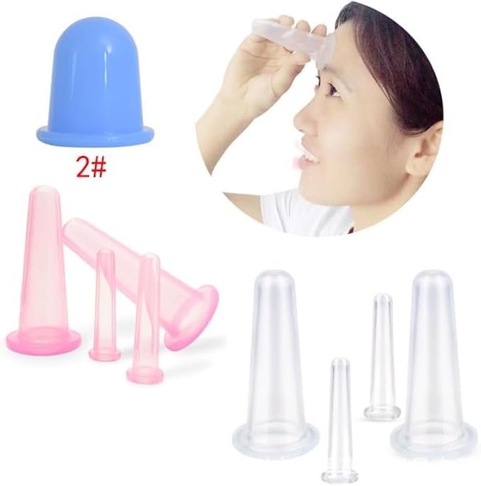 4Pcs Massage Cupping Set Silicone Mini Facial Cups Face Massager Helper Skin Care Neck Back Eyes Massaging Cup Safe to Use, Don't Worry About Burns Health Care Products, Massage Tools