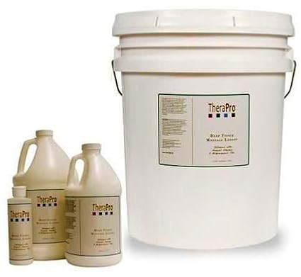 Deep Tissue Massage Lotion by TheraPro - Unscented - Infused with Sweet Almond & Grapeseed Oil - Smooth Glide & Non-Greasy - Absorbs Quickly with No Residue - Easily Cleaned from Sheets - 1/2 Gallon