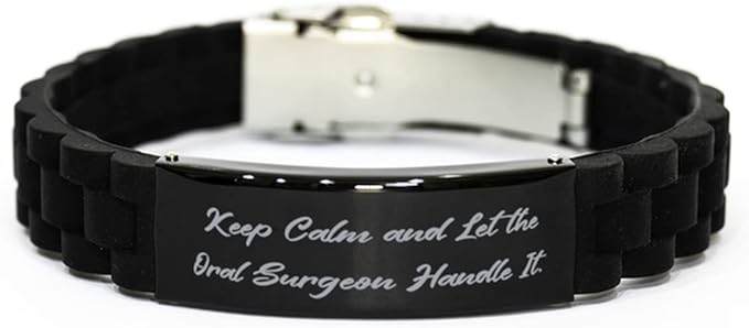 Special Oral Surgeon Black Glidelock Clasp Bracelet, Keep Calm and Let The Oral, Motivational Gifts for Friends, Dental, Teeth, Oral Health, Gift Ideas for Oral Surgeon, What to get