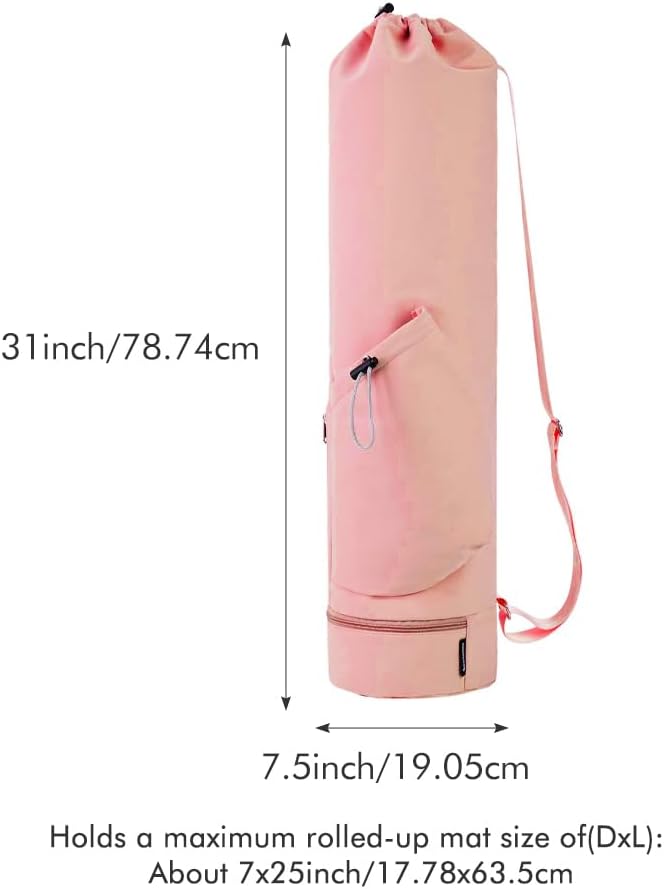 PUXING Yoga Mat Bag Yoga Mat Carrier Bag with Water Bottle Pocket and Bottom Wet Pocket Waterproof Yoga Mat Carry Bag Multi-Functional Storage Bag for Women Men