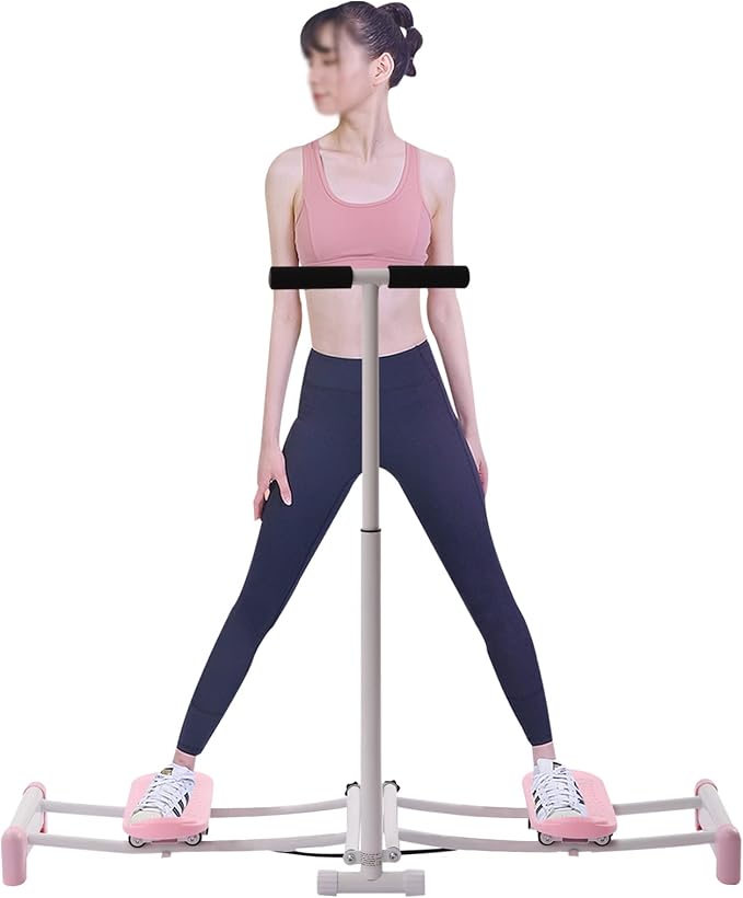 Leg Machine Slim Body, Pelvic Floor Muscle Fitness Equipment with Yoga Tension Band, Weight Loss Thin Legs Kegel Exercises, Ski Practice, Hip Trainer with Adjustable Rods, Pink