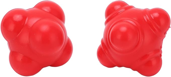 2Pcs Reaction Balls,Mini and Portable Irregular Shape Reaction Balls,Robust Rubber Bounce Reaction Balls for Speed,Strength,Running,Football,Volleyball,Basketball,Baseball(L-Red)