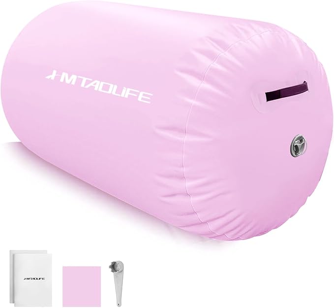 Gymnastics Air Roller Air Barrel, Inflatable Tumble Roller Mat, Air Roller Gymnastics Barrel Kids Back Somersault Backbend Trainer for Yoga Training Cheerleading Home Use