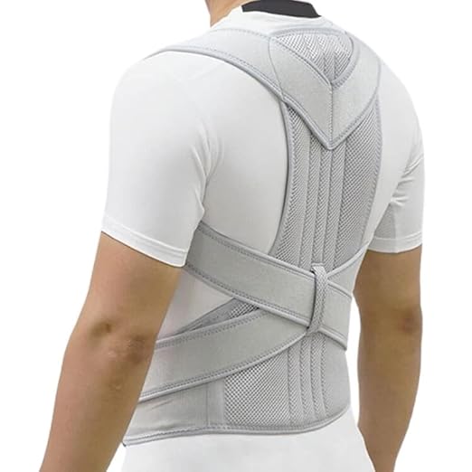 MBROS Adjustable Posture Corrector Lumbar Back Support Brace Breathable Deportment Corset for Spine Back Stretcher Orthopedic Back (Color : Silver, Size : S)