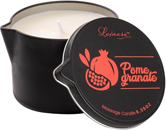 Pure Natural Soybean Scented Massage Candles for Couples-Low Temp Relaxing Candles Aromatherapy - Body Lotion for Massage 6.35 OZ (Pomegranate Scent)
