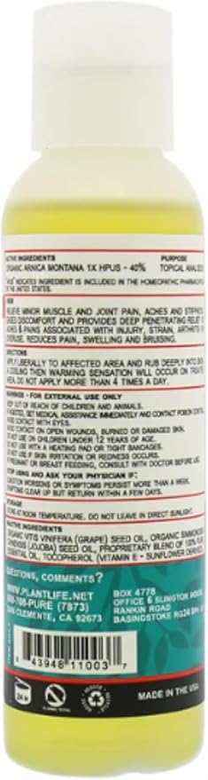 Plantlife Arnica Relieve Oil - Relieve Products are a Homeopathic Solution for Everyday Use - Works Quickly and Effectively - Made in California