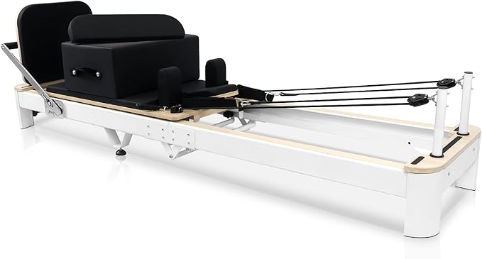 Professional Pilates Reformer Machine for Home – Full-Body Workout Reformer with Jumpboard, Box & Foot Straps – Smooth Glide System, Adjustable Resistance, Solid Wood Frame