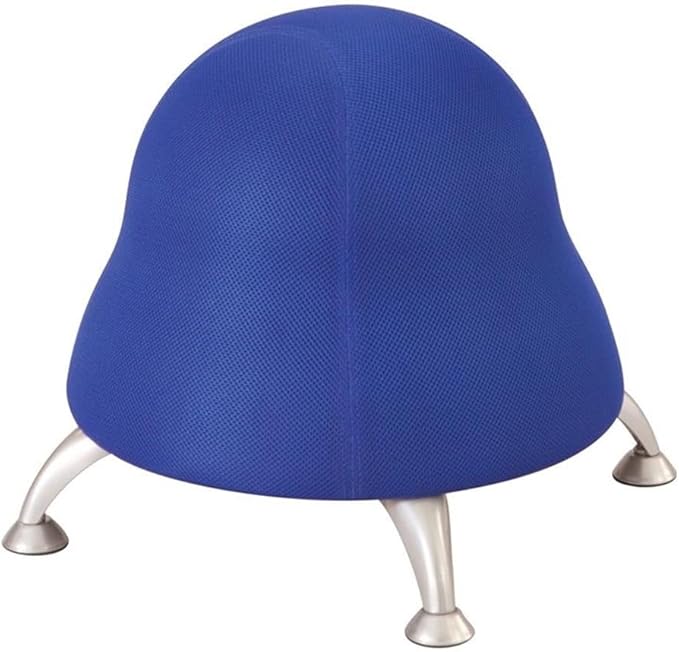 Pemberly Row Low Profile Vinyl Upholstered Ball Chair, Blue Finish, Anti-Burst Exercise Ball with Powder Coated Legs, Supports Up to 250 lbs, Active Yoga Ball Chair for Office or Indoor Use