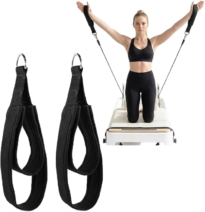 2PCS Pilates Straps Soft Padded Handles, Durable Pilates Double Loop D-Ring Straps,Pilates Straps for Reformer,Home Gym & Yoga Workout Exercise Accessories