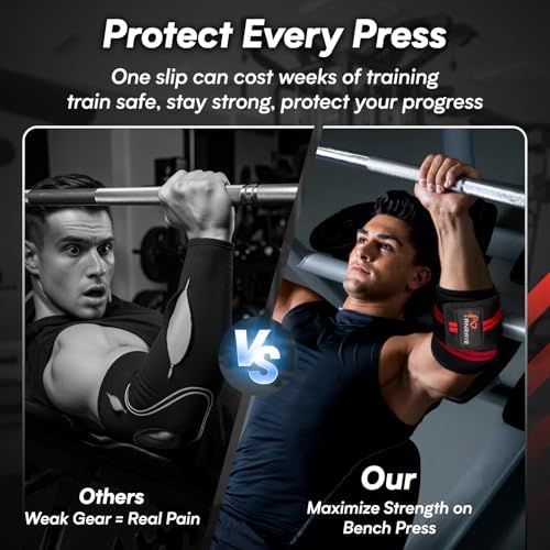 Elbow Wraps for Weightlifting - Adjustable Compression Straps & Elbow Brace for Joint Support (1 Pair), 47" Elbow Sleeves Weightlifting Men Women for Bench Press Powerlifting and Fitness Training