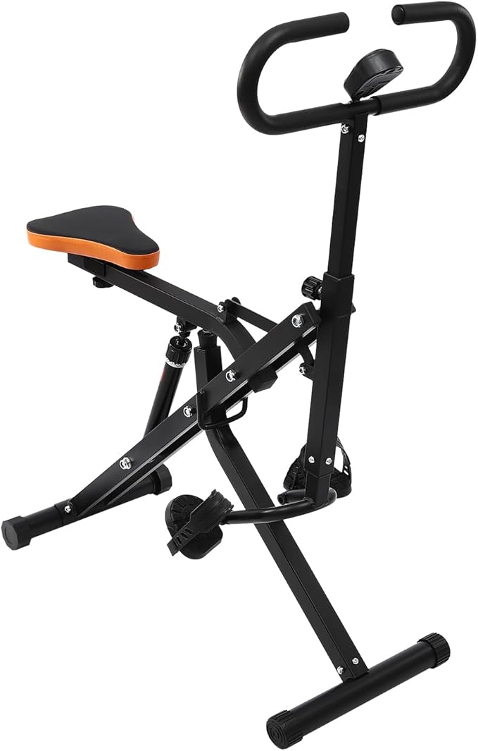 Squat Machine, Foldable Squat Exercise Equipment with LCD, Adjustable Handle and Resistance, 265Lbs Capacity for Glutes and Legs Workout, Home, Gym, Office