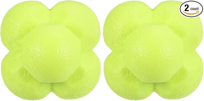 2 Pack Reaction Ball - TPR High Difficulty Agility Training Ball Apply to Sports Exercise Daily Use (Yellow)