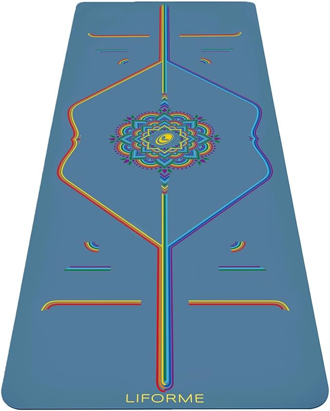 Liforme Printed Yoga Mat Collection - Free Yoga Bag Included - Patented Alignment System, Warrior-like Grip, Non-Slip, Eco-friendly, Sweat-resistant, Long, Wide and Thick for Comfort