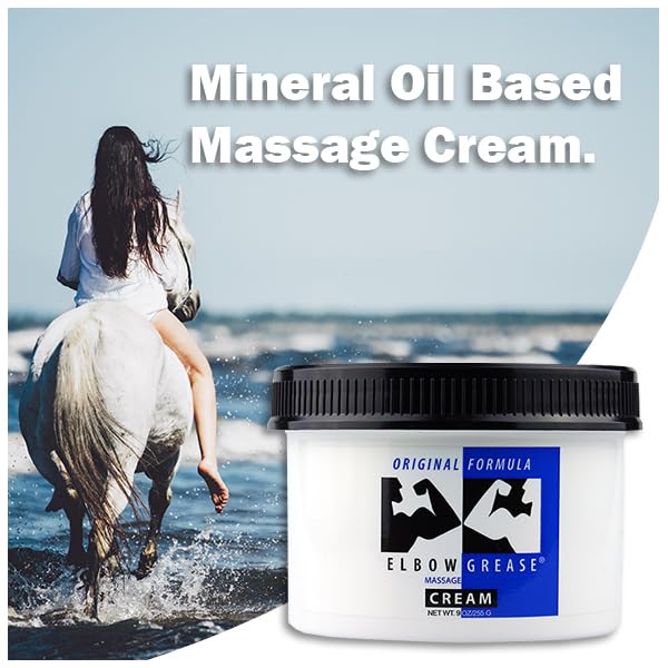 Elbow Grease Original Massage Cream (Unscented, 9oz) A Rich, Smooth and Effective Therapeutic & Personal Massage