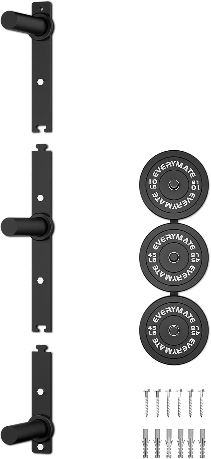 EVERYMATE Weight Plate Storage Rack, Olympic Weight Plate Holder, Bumper Plate Storage, Home Gym Organizer