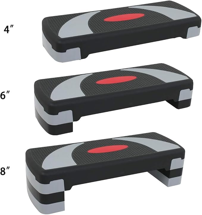 31" Aerobic Step Platform, Adjustable Height Exercise Workout Stepper, Stackable Risers Stepper for Exercise at Home Gym Workouts Fitness Equipment