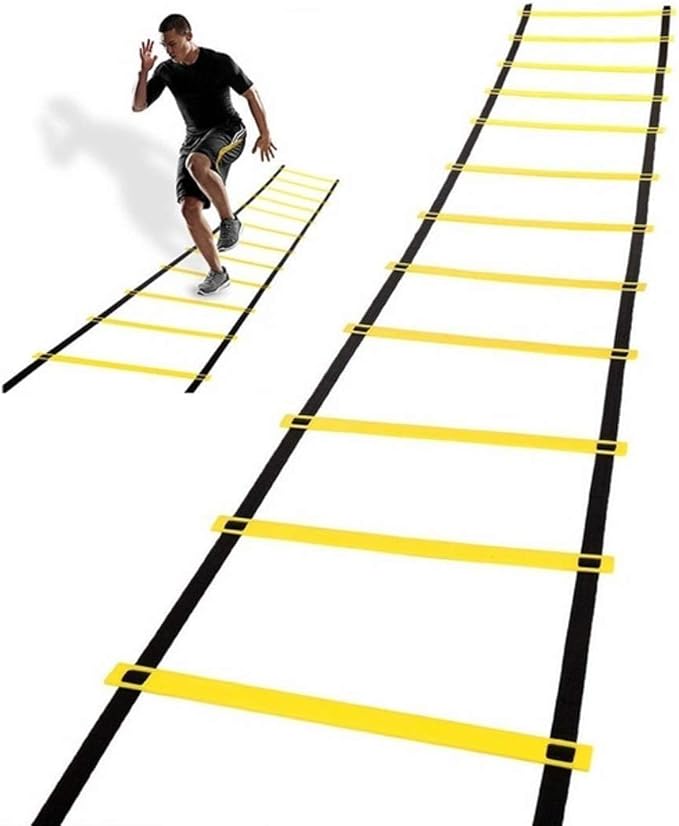 Agility Ladder Speed Training Set: 16 Rung 8M Soccer Training Equipment for Kids with 12 Cones, Carrying Bag for Football Exercise Sports Footwork Training (Large)