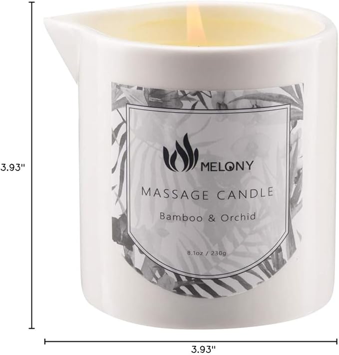 MELONY Massage Candle Oil, Moisturizing, Body Oil Candle, Natural Soybeans, 8.1 oz, Bamboo Orchid