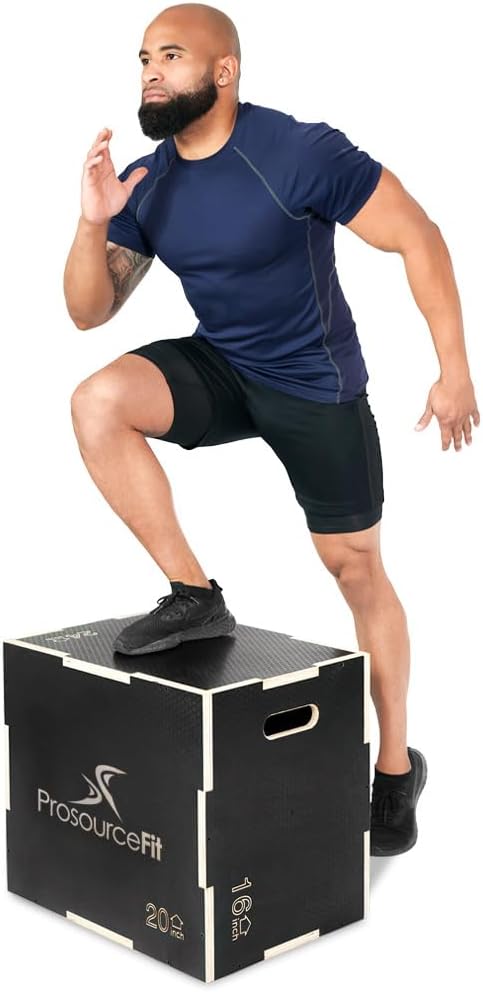 ProsourceFit 3-in-1 Wood Plyometric Jump Box For Cross Conditioning, Agility, Vertical Jump Training & Plyo Workouts