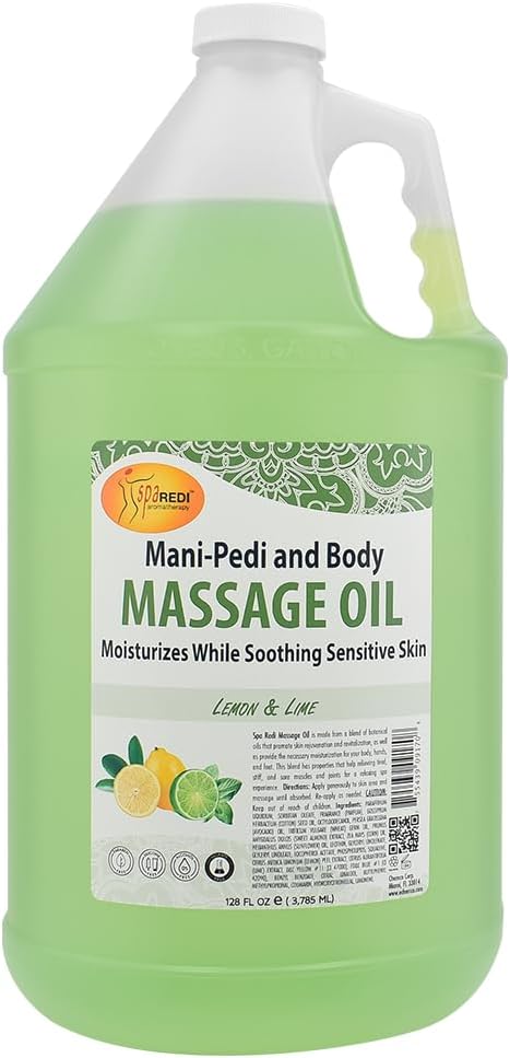 SPA REDI Professional Massage & Pedicure Oil High-Glide Transdermal Treatment & Backbar Staple Liquid Skin-Repair Technology for Botanical Skin Barrier Repair to Stop Oily Residue (1 Gallon)