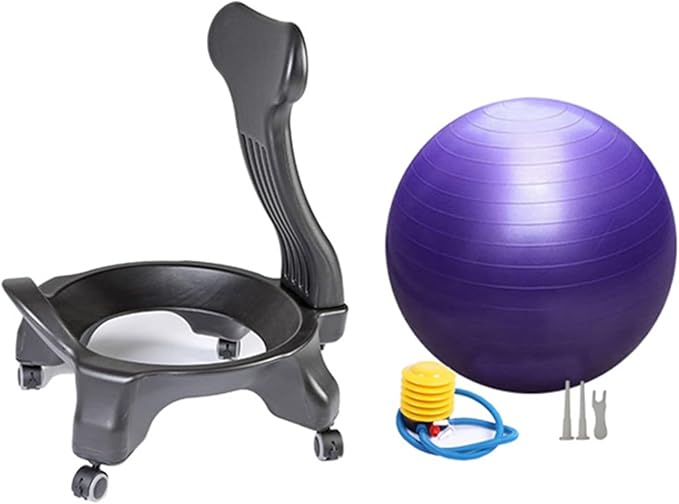 Active Sitting Exercise Ball Chair for Adults - Ergonomic Office Yoga Ball Chairs, Improve Back Pain and Balance, Lockable Wheels, Foot Pump - Buy Now on Amazon