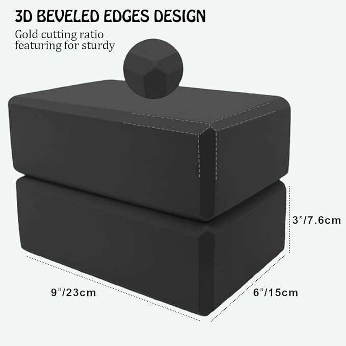 Yoga Blocks 2 Pack, Supportive Latex-Free Eva Foam Soft Non-Slip Blocks with Beveled Edges for Yoga, Pilates, Meditation - Yoga Accessories for Stability, Balance, Deepen Stretches