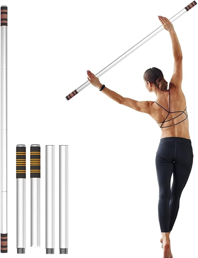5ft Yoga Stick – Heavy-Duty Steel Adjustable Stretching Bar for Mobility, Flexibility & Balance. Multi-Functional Fitness Pole with 4 Steel Rods & Comfort Foam Grips