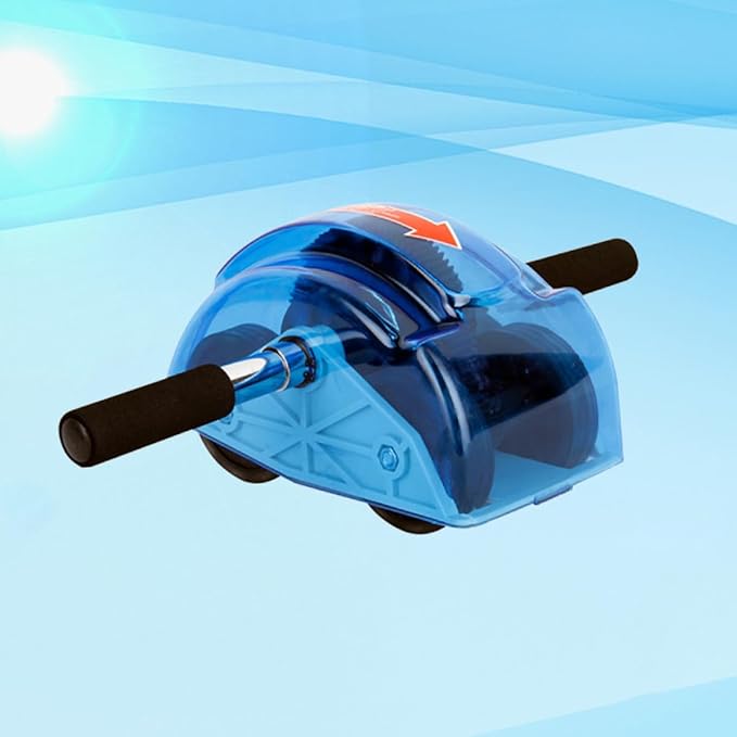 Four-wheeled Ab Roller Wheel with Gear Blue, Abdominal Muscle Roller Fitness Equipment for Household Core Strength Training and Exercise