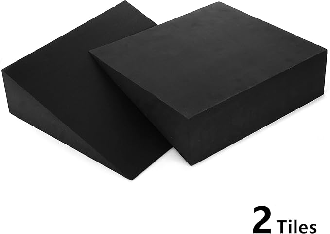 DEAYOU 2 Pack Yoga Foam Wedge, 13" EVA Foam Calf Stretch Slant Board for Lower Leg Strength Improve, Squat Wedge Incline Block for Workout, Exercise, Knee Pad, Back Support, Footrest Cushion (Black)