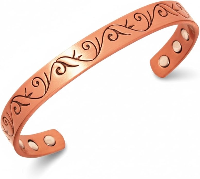 Copper Magnetic Bracelet with 6 Magnets for Men and Women