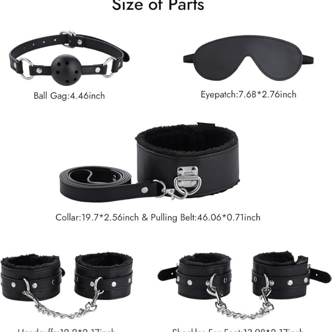 Delicate Plush Stretching Belt Set+Cute Hip Accessories, Multi Functional 11 Piece Set for Bed Putra (Black) - Y6