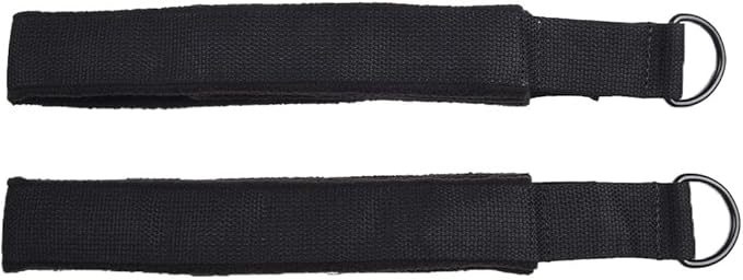 Double Loop Pilates Foot Straps Reformer Fitness Equipment, 2-Pack Cotton Webbing with for Polar Fleece, for Most Pilates Beds, Black