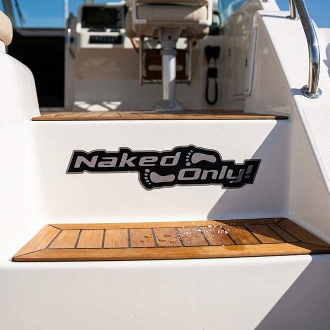 Naked Feet Only Decal Non-Slip EVA Foam Decal for Boat Gunwales & Ladders, 6mm Brushed Marine Grade Anti-Skid Adhesive Pads SeaDek Technology - Black/Red