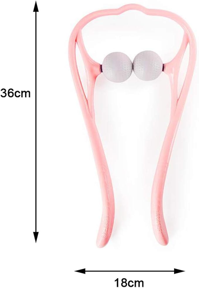 Neck Manual Massager, Portable Handheld Manual Neck Shoulder Massage Tool, Shiatsu Deep Tissue Pressure Trigger Point Neck Pain Relief Massage Roller Muscle Relaxation Massager for Home Office (Pink)