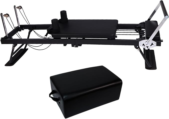 Pilates Reformer Machine, Foldable Pilates Reformer Machine for Home and Gym, Load-Bearing 120kg, Five Rubber pulls Contains Square Boxes
