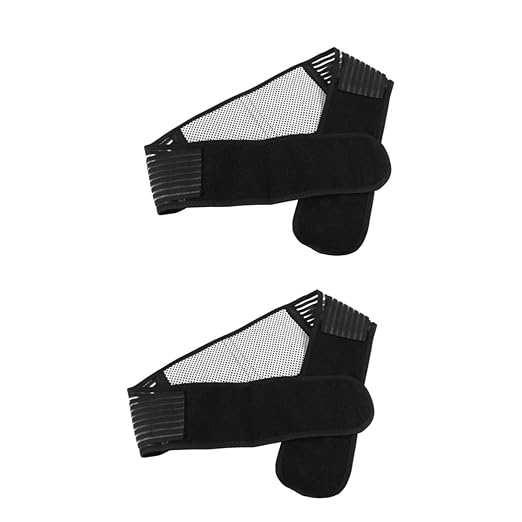 2pcs Portable Adjustable Magnetic Therapy Waist Support Belt for Lower Back Self-heating Design Double Pull Strap Black for Rehabilitation and Daily Use