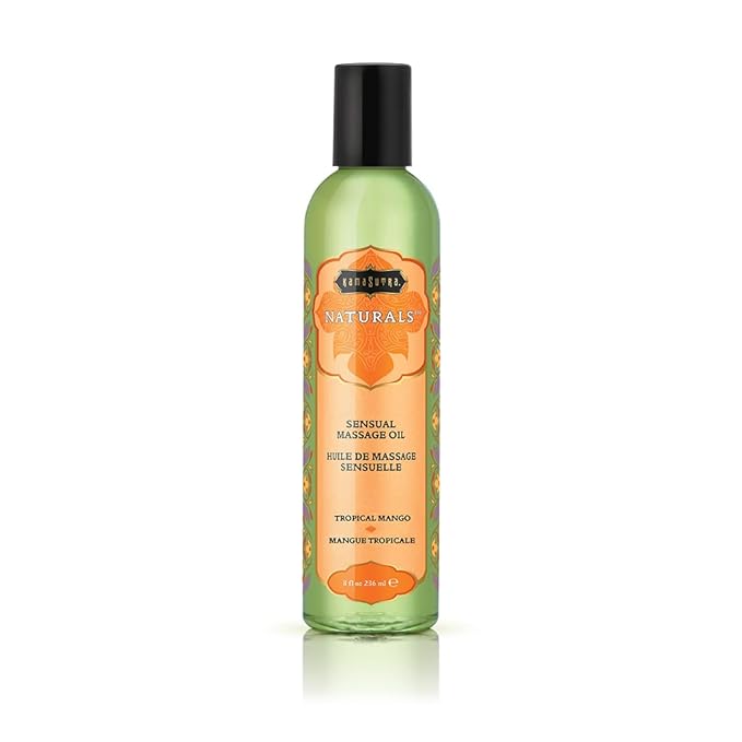 KAMA SUTRA Naturals Massage Oil – 8 fl oz - Massage Oil for Body - Sensual Massage for Couples, Women, and Men (Tropical Mango)
