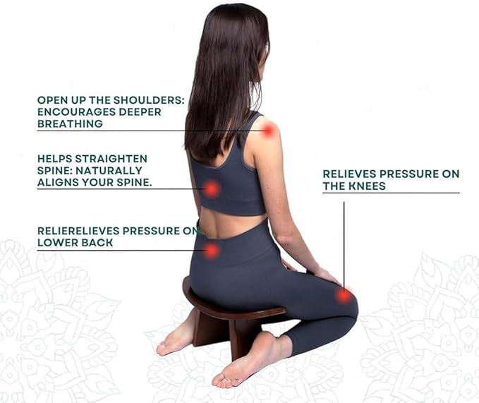 Bench,Meditation Bench Ergonomic Wooden Meditation Kneeling Stool with Travel Bag for Yoga, Prayer, Travel, Mindfulness, Zen Practice ﻿(Small)