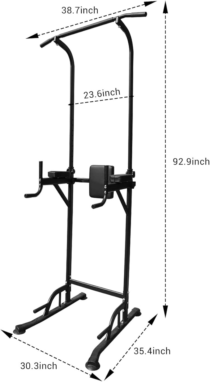 Power Tower Pull Up Bar Station, Height Adjustable Free Standing Dip Station, Home Strength Training Fitness Workout Equipment for Home Gym