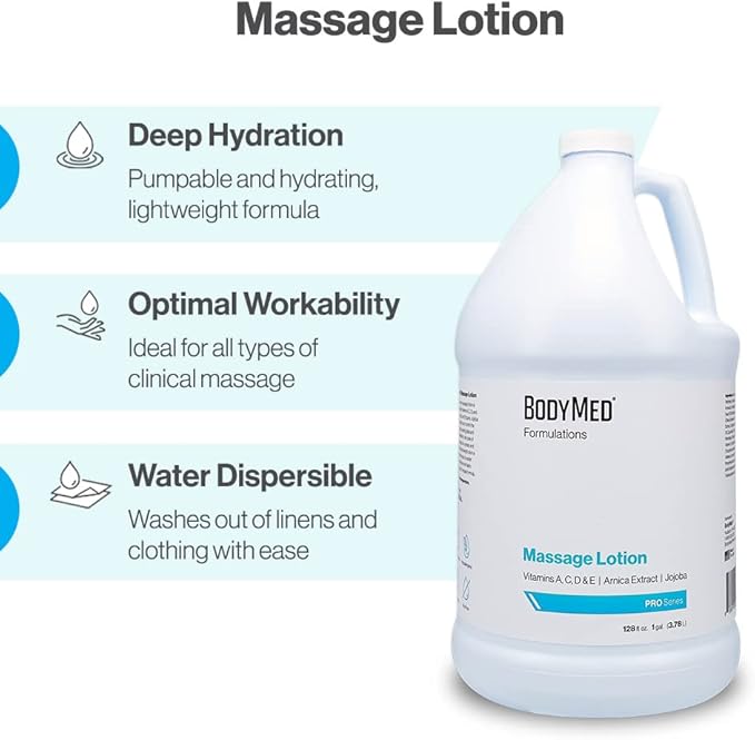 BodyMed Formulations Massage Lotion, 8 oz. – Fragrance-Free, All-Natural Lotion for Massage Therapy – Leaping Bunny Certified – with Arnica Extract & Jojoba – Non-Staining, & Paraben Free (Pack of 2)