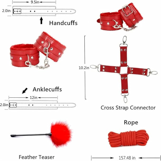 Novelty 12 Piece Leather Multi-Purpose Pilates Training Set (Red), Indoor Hip and Wrist Sports Fun Dice Accessories, Couple Gift