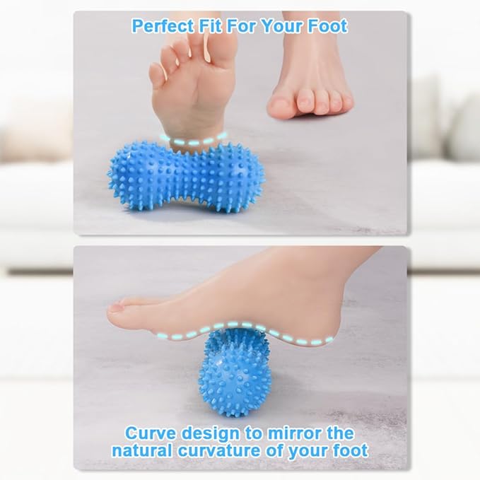 URAQT Spiky Massage Ball Set, 2 Pack Physical Therapy Massage Balls, Hard Lacrosse Ball & Spiky Massage Ball for Myofascial Release and Trigger Point Deep Tissue Massage (Blue)