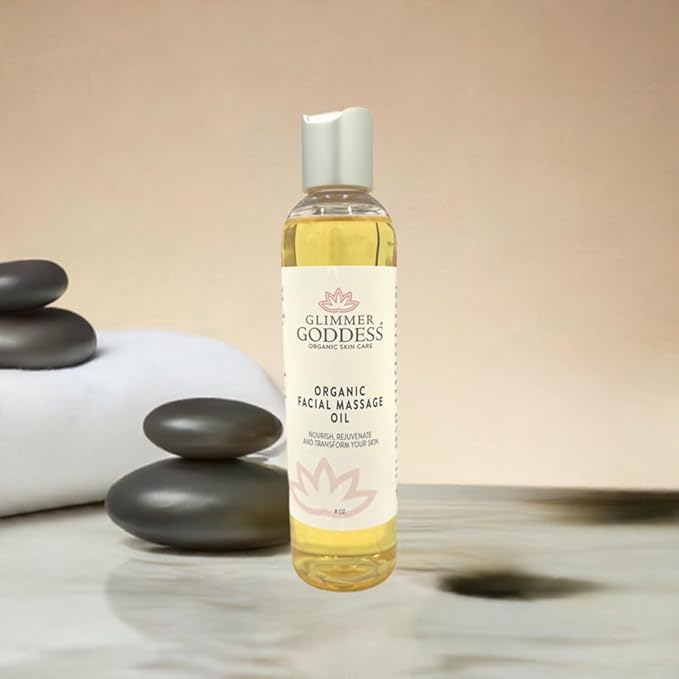 Glimmer Goddess Organic Facial Massage Oil for Organic Skincare Enthusiasts - Vegan, Body Lubricant, Unscented, Liquid, Nourishing Body Lubricant