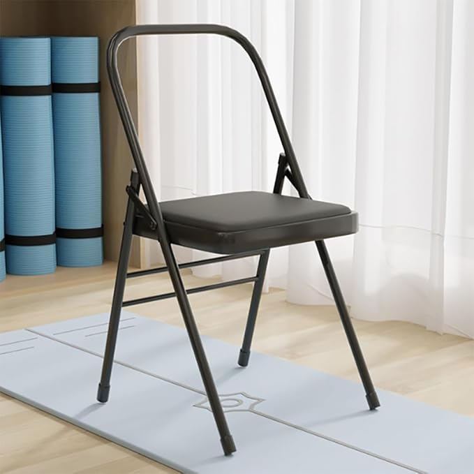 Yoga Assist Chair,Pilates Yoga Chair Freestanding Inversion Chair Folding Balance Training Yoga Stool 44x47x80cm,Black