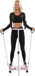 Waist Twisting Machine with Handlebar, 3 Gears Adjustable Ab Twister Machine with 2 Pull Cords, Ab Twist Board for Exercise 330lbs Load Capacity