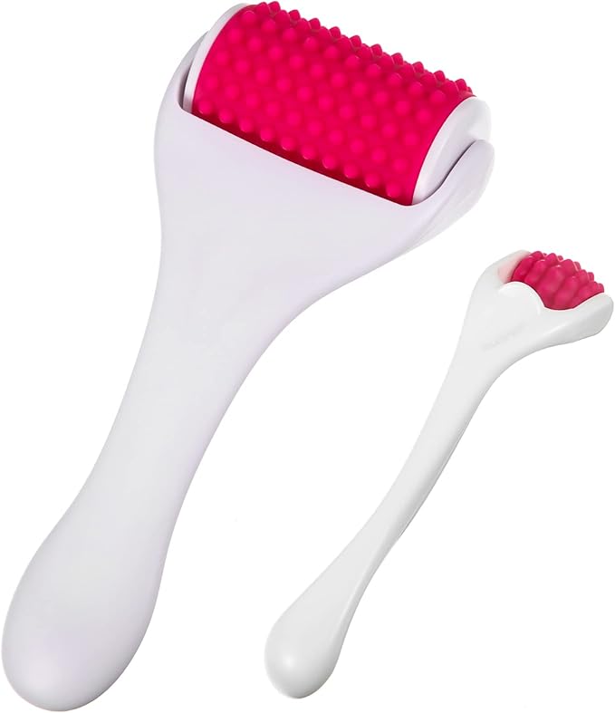 Tondiamo 2 Pcs Muscle Roller Gifts Stick Fascia Body Cellulite Face Muscle Massage Roller Manual Massage Tools for Relief Neck Arm Back Leg Body Deep Release(White,Silicone)